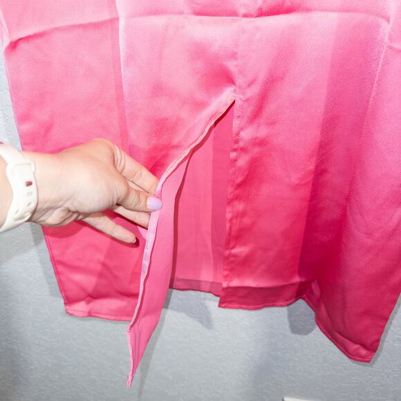 NWT WeWoreWhat Hot Pink Cowl Neck Satin Charmeuse Midi Dress Size 6 - Picture 10 of 12